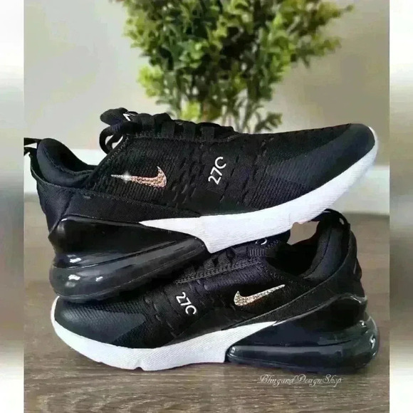 Womens Nike Air Max 270 Sneakers Shoes made with Rose Gold Swarovski Crystals - Picture 5 of 8